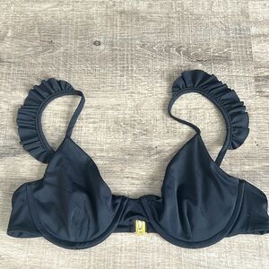 KREWE Black Bikini Top with Gold Accent